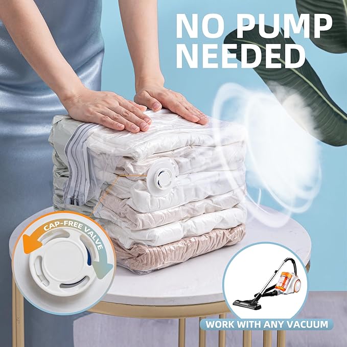 TAILINK 6 Pack Vacuum Storage Bags, Cube Combo (3 Jumbo+3 Medium), Vacuum Seal Bags for Clothing, Bedding, Blanket, Space Saving Closet Organization