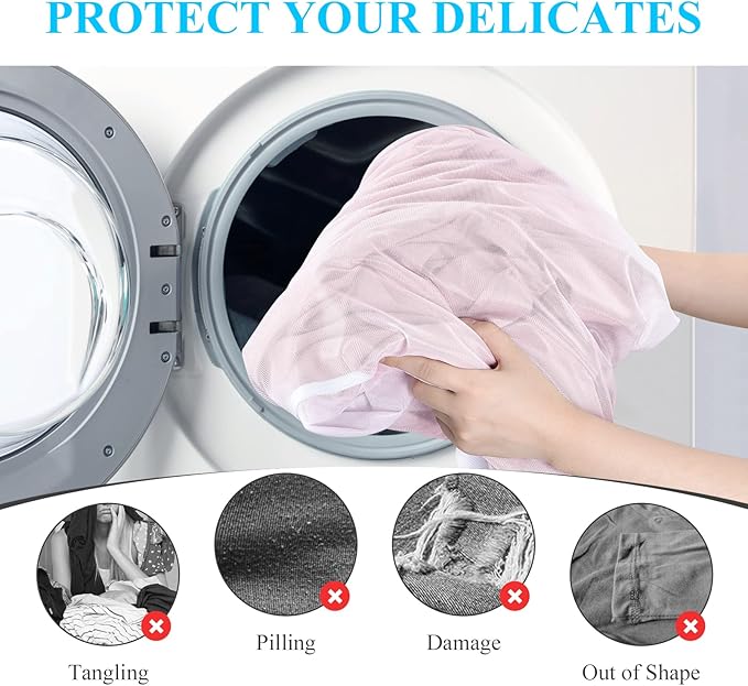 OTraki 20x24 Inch Laundry Bags Mesh Wash Bags 2 Pack Delicates Bag Lingerie Socks Sweater Washing Machine Mesh Laundry Bags for Travel Camping Don't Drying, Melting 140-176℉, White