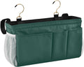 KOPIRIT Navy Cyan Bedside Caddy Storage Bag Bedside Organizer for Dorm Room Top Bunk Bed Organizer Caddy Hanging Shelf 6 Pockets with Hooks for Glasses Book Tablet Holder