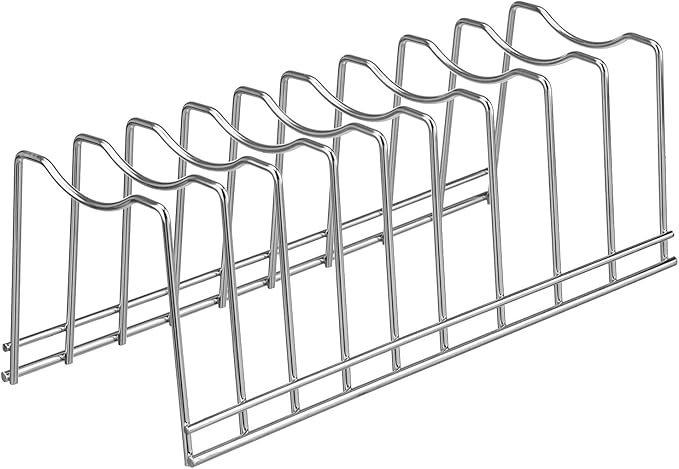 Pot Lid Organizer, Kitchen Pot Lid Rack Holder, Rest Cutting Board, Baking Sheet, Pots & Pans, Serving Trays, Stainless Steel (Silver, 2)