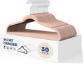 YSSOA 30 Packs Velvet Hangers, Non Slip Space Saving Suit Hangers, Heavy Duty Clothes Hangers with 360° Rotatable Hook for Coats, Pants, Pink