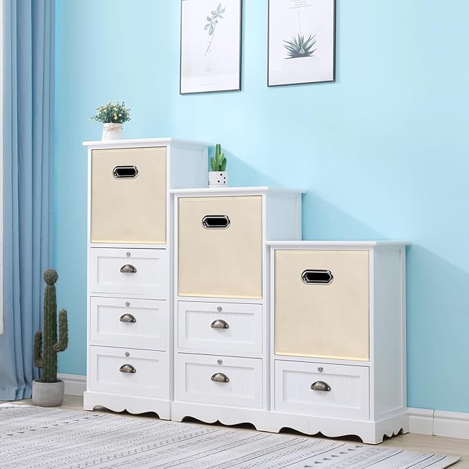 Foldable cube storage bins, Fabric Storage Box Cubes Organizer Baskets with Dual Handles for Home Organizer,Nursery,Shelves,Closet,Set of 12,(Creamy-White)