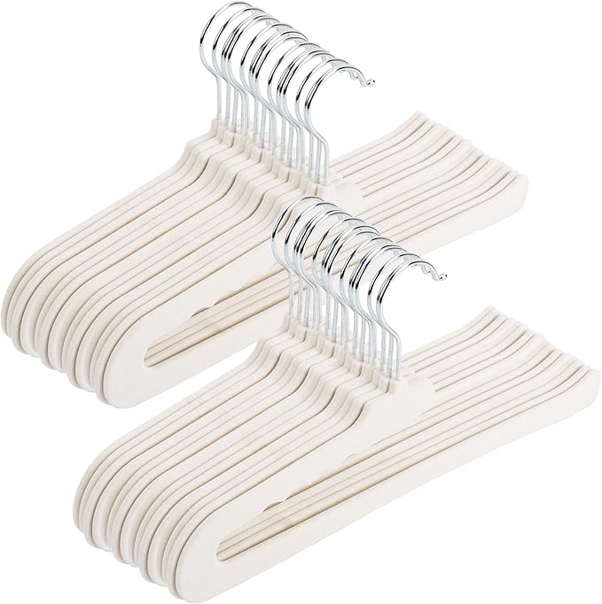 Velvet Pants Hangers - 32 Pack White Non Slip Open Ended Hanger with 360 Swivel Hook - Closet Space Saving Hanger for Heavy Pants, Jeans, Trousers, Scarf