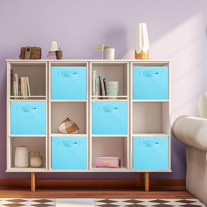 ShellKingdom Foldable Fabric Storage Cubes And Cloth Organizer Drawer For Closet And Toys, 13 X 13 X 13 INCH, 2 Pack (Light Blue)
