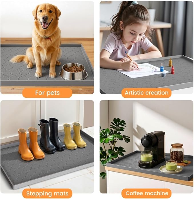 Jin&Bao Waterproof Under Sink Mat 37" x 22", Thick Silicone Mat Cabinet Protector for Kitchen and Bathroom, Shelf Liner, Home Organizer and Storage, Multipurpose Tray for Gadgets and Essentials