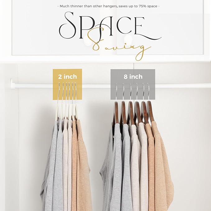 HOUSE DAY Premium Velvet Clothes Hangers Non-Slip Flocked Felt Hangers Heavy Duty Durable Coat and Suit Hanger, Vibrant Color Slim Lightweight Space Saving Hanger (20 Pack, Ivory)