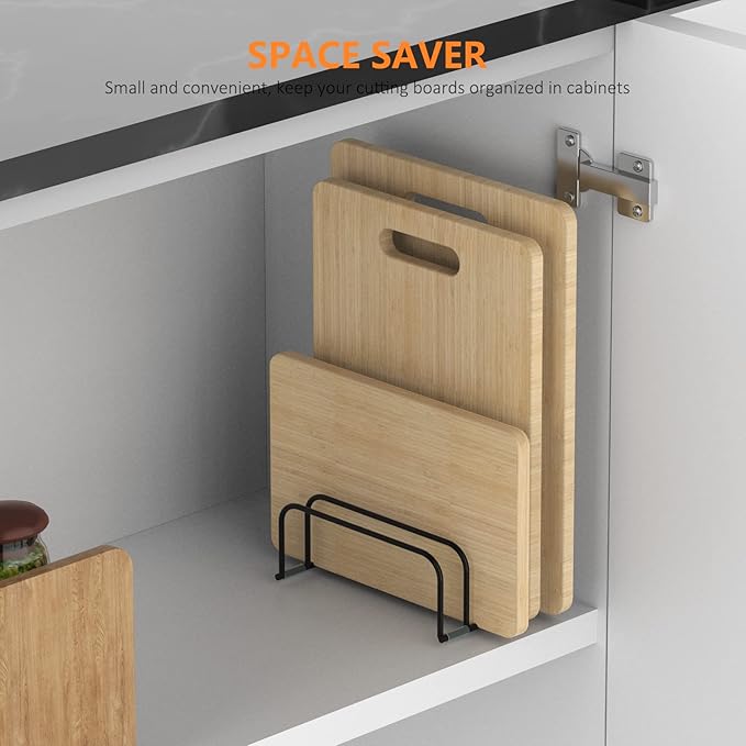 Cutting Board Storage Rack, Compact Cutting Board Organizer, Chopping Board Storage Stand Rack, Bakeware & Cookie Pan Sheets Organizer (1.0 Inch Width Slots)
