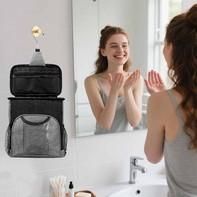 Mesh Shower Caddy for College Dorms – Portable Hanging Toiletry Bag with Quick-Dry Mesh, Metal Hook & Spacious Compartments for Bathroom, Gym, Travel, Beach & Camping