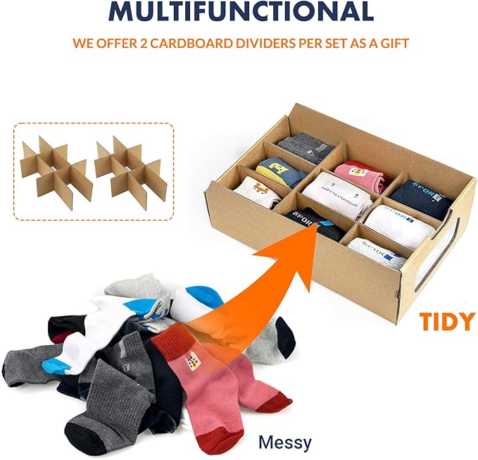 Shoe Box 12 Pack,13.2 x 8.3 x 5.1in Waterproof Storage Boxes, Socks, Stationery, Toys, Underwear,Heavy Duty,Stack-able Cardboard Boxes,with Marking Labels,Transparent Window
