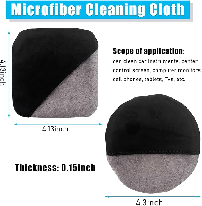 Car Screen Cleaner, Microfiber Auto Screen Cleaning Pad, Foldable Touch Screen Cleaner Cloth for Vehicle Dashboard LCD Display, Interior Car Accessories (Square+Round)