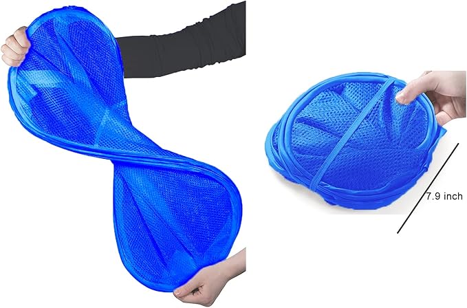 Larpur Mesh Laundry Basket, Pop up Laundry Hamper with Handles, Collapsible Clothes Basket for Travel, College, Dorm, Royal Blue