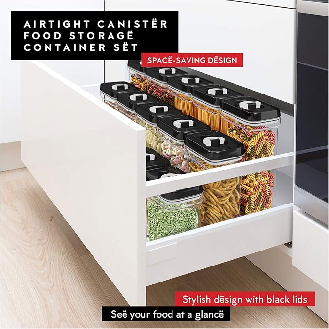 DWËLLZA KITCHEN Airtight Food Storage Containers with Lids – 4 Piece Set Air Tight Kitchen Storage Containers Clear Pantry Organization and Storage Set BPA-Free - Keeps your Food Fresh & Dry