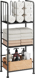 Towel Rack Free Standing 3-Tier M-Shaped Detachable Dividers, Durable Metal Holder, Pool Towel Rack, Space-Saving Towel Storage Organizer, Modern Bath Towel Shelf for Home, Poolside, Black