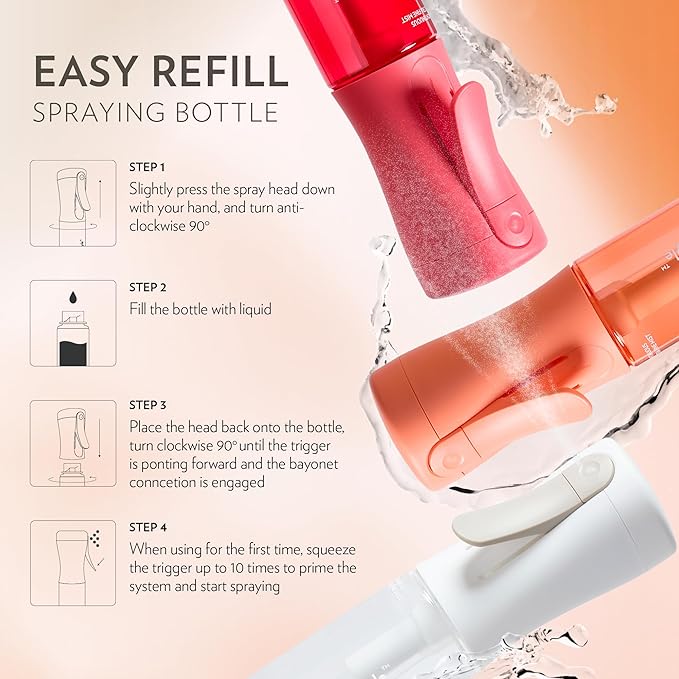 FLAIROSOL MyStyle, Spray Bottle for Hair - Small Travel Spray Bottle, Ultra Fine Continuous Water Mist for Face, Hairstyling, Salon, Cleaning, Beauty, Toners, Hydration & Makeup, 3.04oz / 90ml, Pink