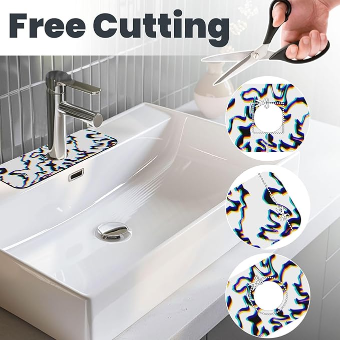 Faucet Draining Mat For Kitchen Sink, Black Line Phantom Diatom Mud Absorbent Drain Pad For Bathroom Kitchen Sink Splash Guard Drying Mat