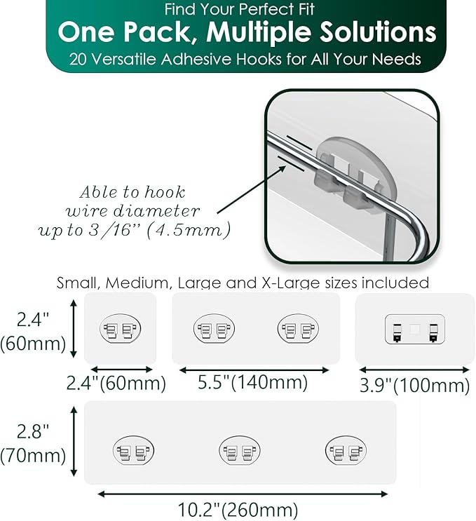 Jovware 20 Pack Shower Caddy Adhesive Replacement, Strong Waterproof Adhesive Hooks, No Drilling Required, Multi-Purpose Adhesive Hooks for Shower Caddy, Shelf, Rack, Kitchen, Bathroom