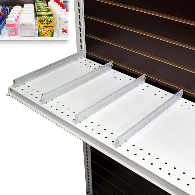 STORE FIXTURES DIRECT Adjustable Gondola Shelf Dividers - Retracting Item Organizer for Shelves 14" to 22" D - 10 Pack