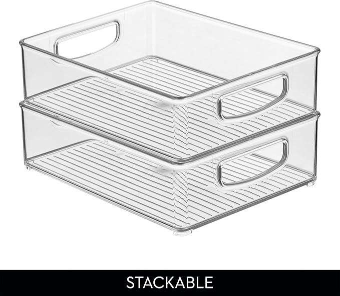 iDesign Stackable Pantry Bins with Handles, 4 Different Sizes, 4 Pack, Clear, Made in USA