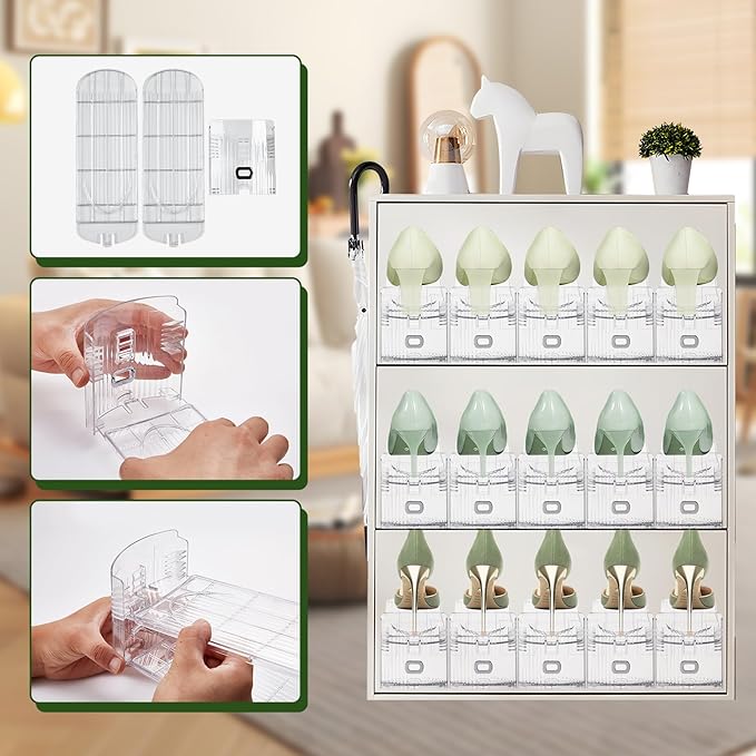 MOOKNAT Clear Shoe Slot Organizer, 12 Pack Adjustable Shoe Slots Organizer for Closet Clear Shoe Stackers Shoe Rack Holder Shoe Space Savers for a Pair of Shoes