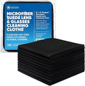 Premium Lens Screen Cleaning Cloth by Microfiber Wholesale | Black | 8”x8” | 10pk | Soft Microfiber Suede | Compact Size Reusable | No Lint Scratch-Free Durable | Lenses Screens iPads