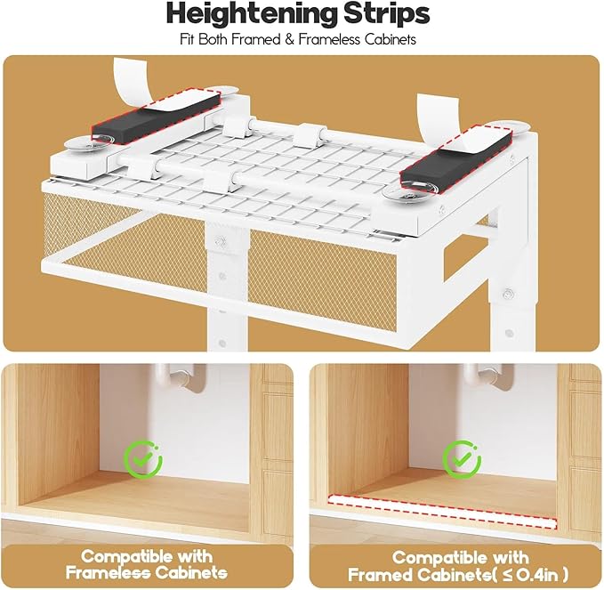 2 Packs 17IN Depth Under Sink Organizer, 2-Tier Pull Out Cabinet Organizer With Smooth Circular Rail, Large Capacity Metal Mesh Sliding Drawers For Bathroom& Kitchen Storage,Height Adjustable –White
