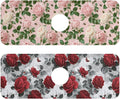 Pastel Pink Rose Bees Grey Butterflies Kitchen Sink Splash Guard Sink Faucet Mat Faucet Handle Drip Catcher Drain Mats for Kitchen Bathroom Countertop Absorbent Di