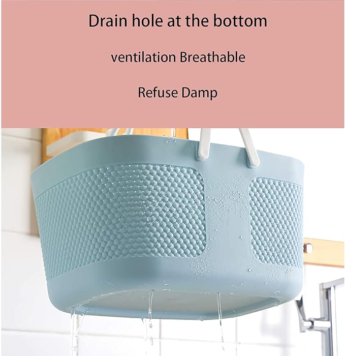 Shower Caddy Basket, Portable Large Capacity Thickened Plastic Organizer Storage Tote with Handles Drainage Toiletry Bag Bin for Bathroom, College Dorm Room Essentials, Kitchen, Camp, Gym, Blue