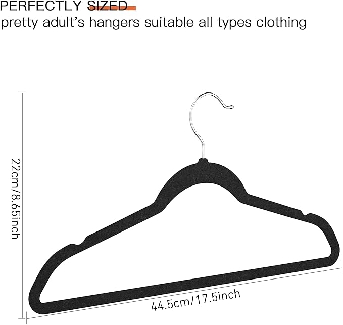Black Velvet Hangers 60 Pack, Slim Space Saving Suit Hangers for Closet Organizer, Rotating Silver Hook, Non Slip Clothes Felt Hanger Heavy Duty for Coat,Shirt, Pants, Camisole, Dress