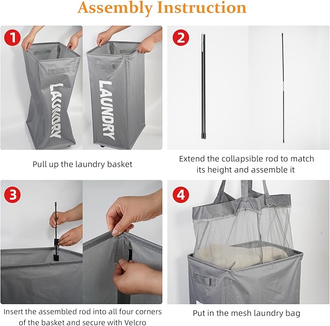 90L Laundry Basket with Wheels,Laundry Hamper with Removable Wash Bag, Rolling Clothes Hamper, Foldable Dirty Clothes Basket on wheels for Bedroom, Dorm, Laundry Room, Grey