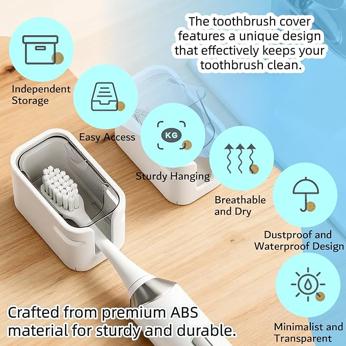 Toothbrush Holders for Bathroom, Travel Toothbrush Head Covers Caps Wall Mounted Toothbrush Holder Single Slot Toothbrush Dispenser Storage Organizer for Travel, Camping, Family, Business 2 PCS