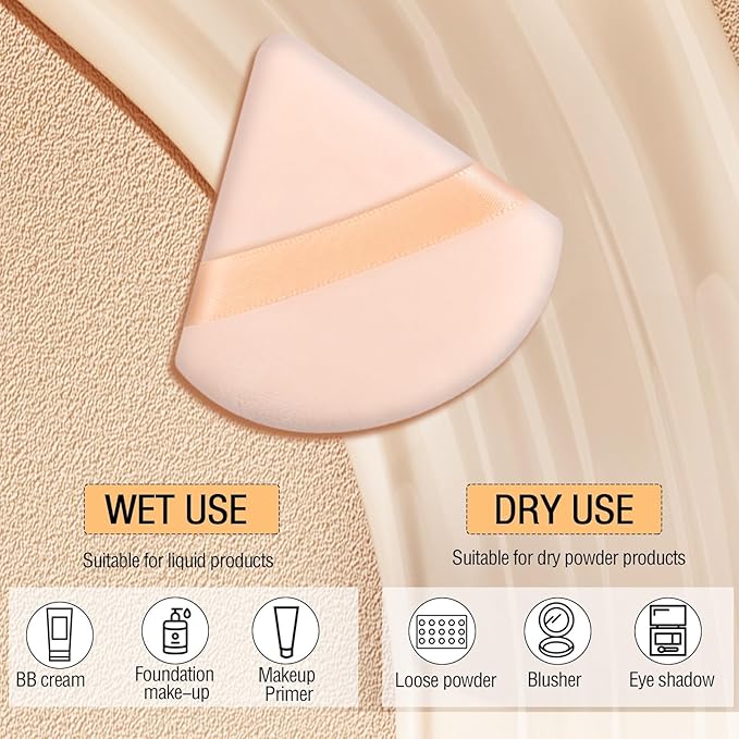 6 Pieces Triangle Powder Puff Soft Makeup Sponge Make Puff for Face Powder Cosmetic Foundation Sponge Makeup Tool Gifts for Women (Flesh)