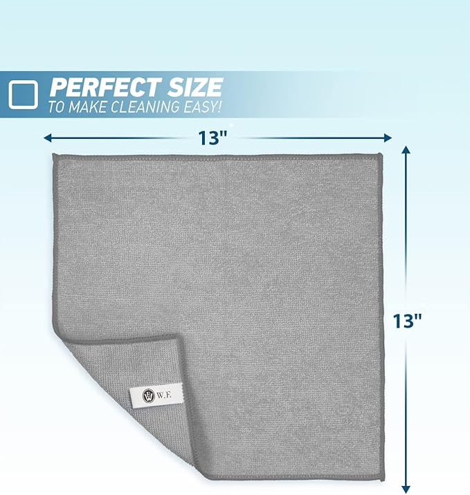 WEAWE Microfiber Cleaning Cloth Grey-24Pcs (13x13 inch) 2100 Series Ultra Soft Highly Absorbent Rags for Cleaning, Reusable and Lint Free Cleaning Towels for Housekeeping-Machine Wash (Gray)