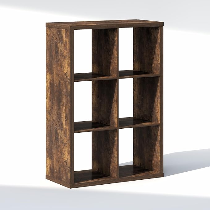 Furinno Cubic Closet Organizers and Storage, 6-Cube Closet Organizer, Open Shelf Closet Storage, Extra Thick Frame for Wardrobe, Bedroom, Living Room, Amber Pine