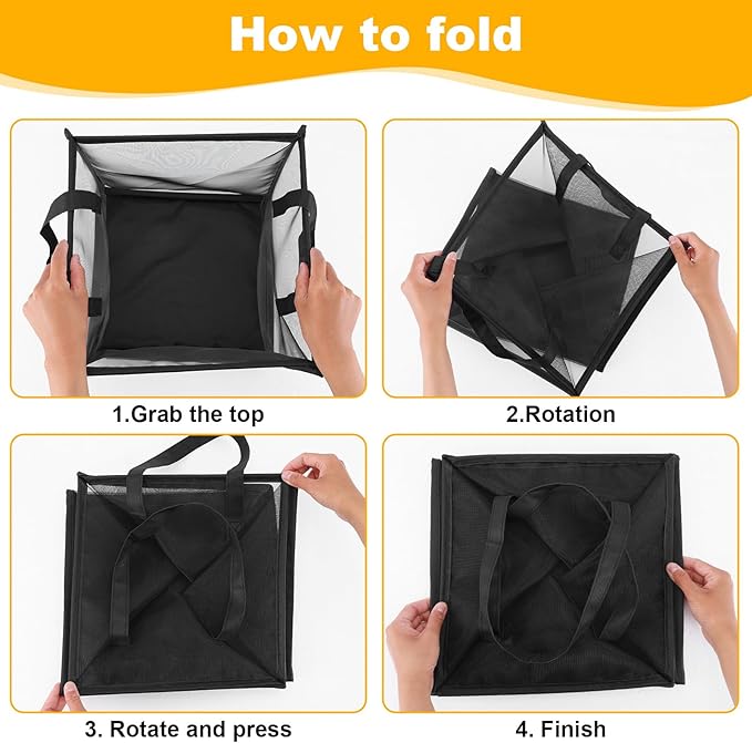 6 Pack Popup Laundry Hamper Collapsible Laundry Baskets with Handles Mesh Clothes Baskets Portable Single Layer Foldable Clothes Hamper Square Bin for Washing, Toy Storage