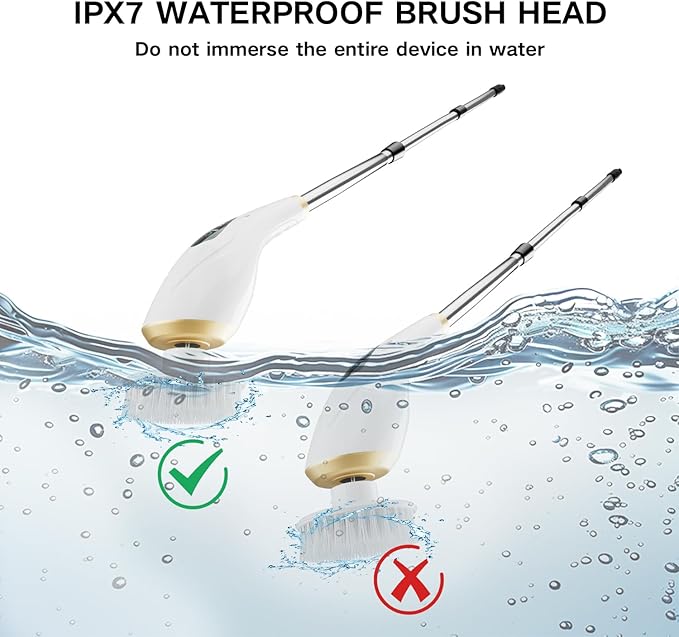 Hofenta Electric Spin Scrubber with 10 Replaceable Brush Heads, Extendable Handle Up to 59", 2 Speed Modes, Waterproof, Cordless Cleaning Brush, 2H Cleaning Time,Perfect for Home, Bathroom,Kitchen