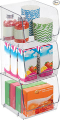 iDesign Stackable Open-Front Storage Bins for Kitchen and Pantry Organization - Set of 3 - Clear