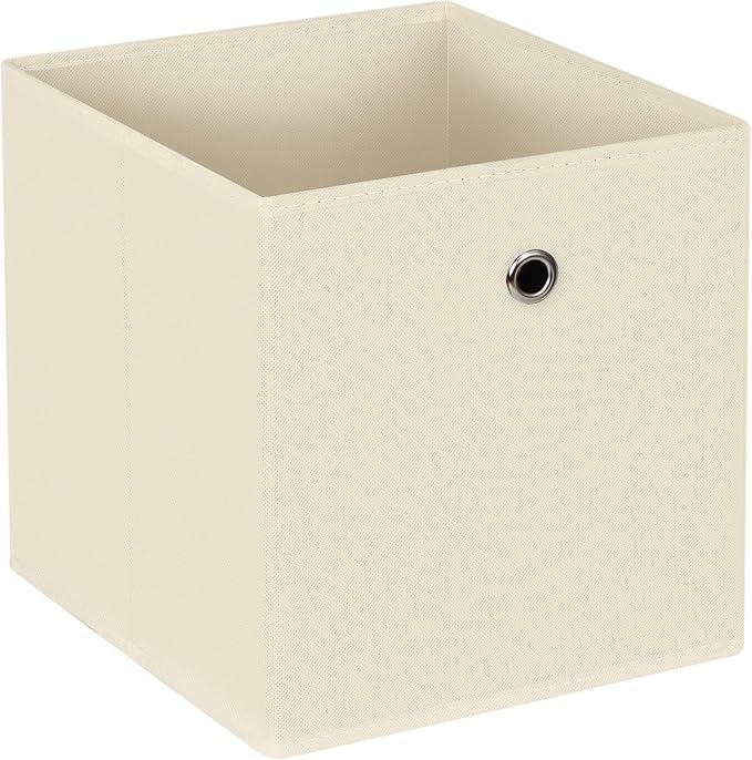Fabric Cubes Storage Containers,11 Inch Cloth Storage Cube Foldable Storage Bins Cubes Organizer Baskets with Handles for Shelf,Closet,Nursery,Set of 1,(Creamy-White)
