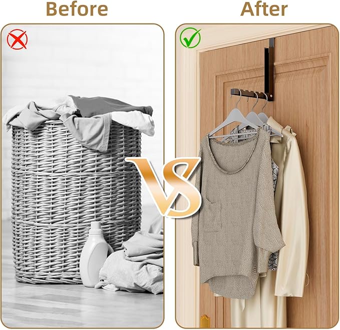 ZMBESUP Over The Door Hanger Folding Clothes Drying Rack, Folding Hanging Coat Rack for Indoor Laundry Room Compact Small Space Foldable Portable Clothing Hanger Hook Collapsible- 1 Pack（Black）