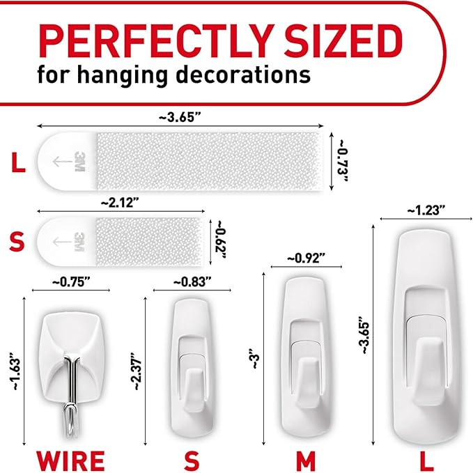 Command Variety Pack, Including 10 Pairs of Picture Hanging Strips, 6 Wire Hooks and 8 Utility Hooks for Hanging Christmas Decorations, Damage Free Hanging Up to 19 Items with Command Strips, 1 Kit