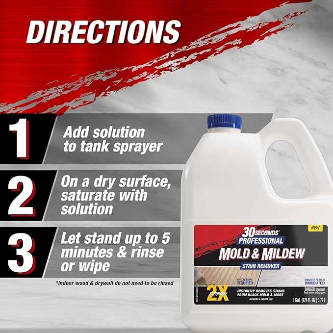 30 SECONDS Pro Mold and Mildew Stain Remover | Scrub Free | Brighter Results Instantly | Ready To Use | 1 Gallon (4 PACK)