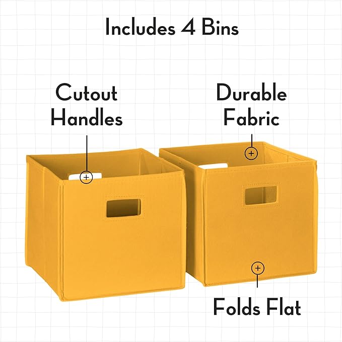 RiverRidge Folding Storage Bins with Handles Golden Yellow Cube Storage Organizer for Closet, Bedroom & Playroom - Closet Organizers and Storage Set of 4