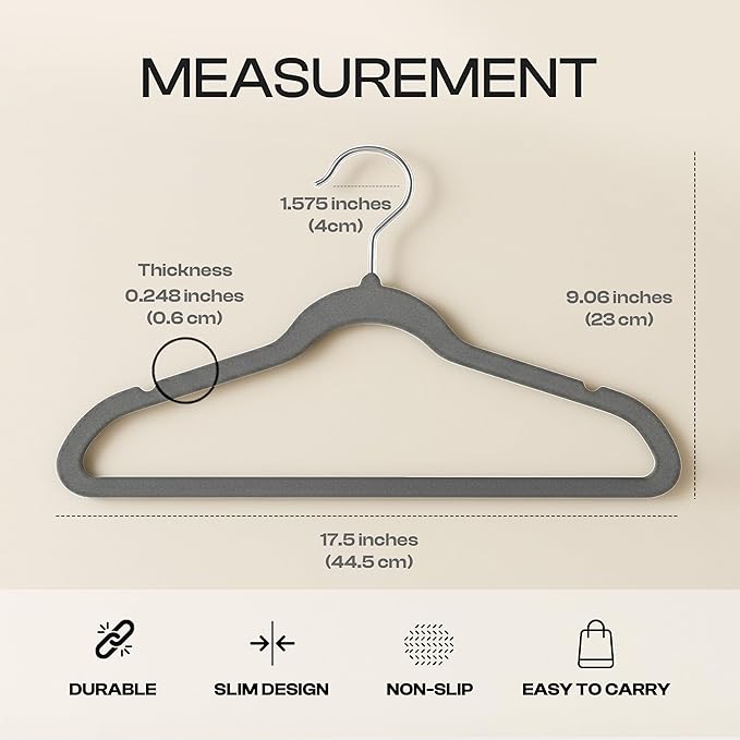 Utopia Home Velvet Hangers 150 Pack - Non-Slip Suit Hangers with 360 Degree Rotatable Hook - for Pants, Coats, Shirts & More (Grey)