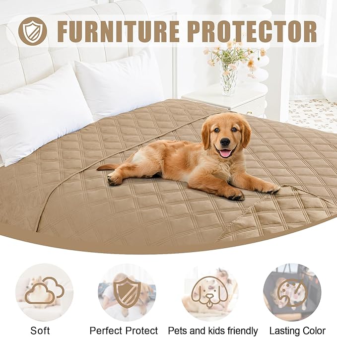 Smiry Waterproof Dog Bed Cover Blanket 40x80, Soft Reversible Pet Blanket, Washable Leakproof Cats Dogs Couch Cover for Sofa, Couch, Furniture, Lattice, Camel/Camel