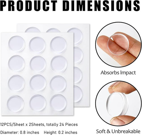 0.8" Wall Door Handle Stopper, 24PCS Clear Self Adhesive Wall Protector Rubber Door Bumpers, Solution for Stopping Damage from Doors Knobs, Shock Absorbent and Noise Reduction