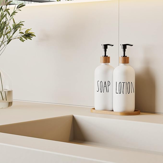 Glass Lotion Dispenser,Refillable Matte Black Hand Lotion Dispenser Suitable for Bedroom,Body or Hand Lotion Bottle Rustic Bedroom Decor
