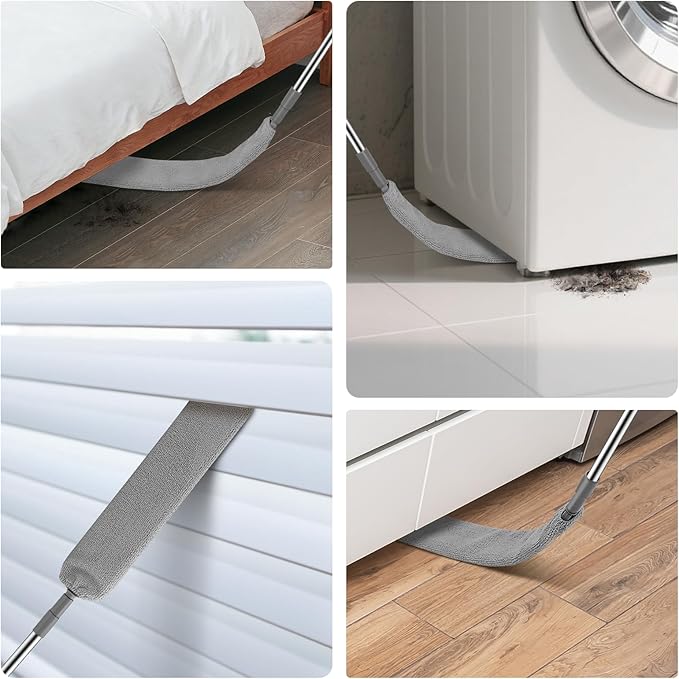 SetSail Dusters for Cleaning Retractable Gap Duster with Extension Pole 81-inch Long Handle Cleaning Tools Flat Dust Cleaner with 2 Microfiber Dusting Cloths for Under Appliances Furniture Fridge