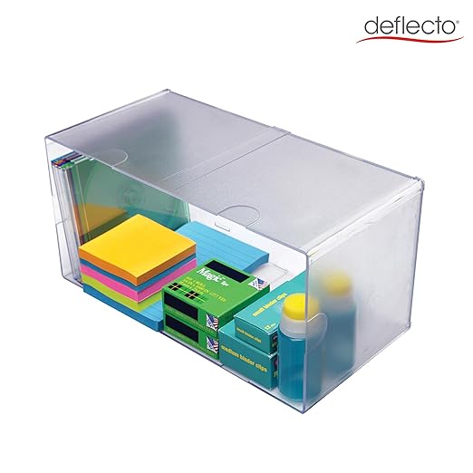 Deflecto Stackable Open Cube Organizer, Desk and Craft Organizer, Clear, Large, 6"W x 6"H x 12"D (350501)