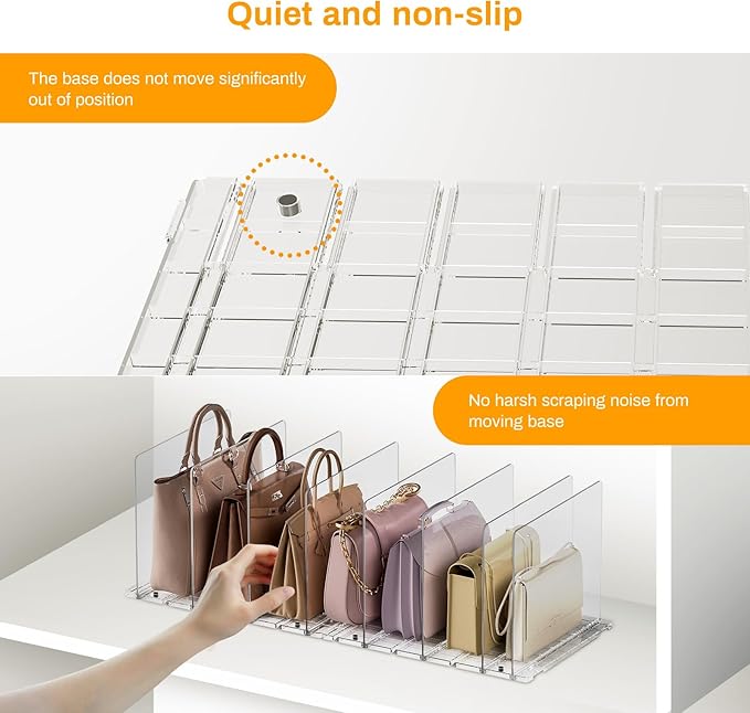Purse Organizer for Closet Organizers And Storage Adjustable Clear Shelf Dividers for Purse Organizer for Closet, Closet Shelf Organizer Suitable for Bookshelf Dividers, Bedroom, Offices(2 Set-Large)