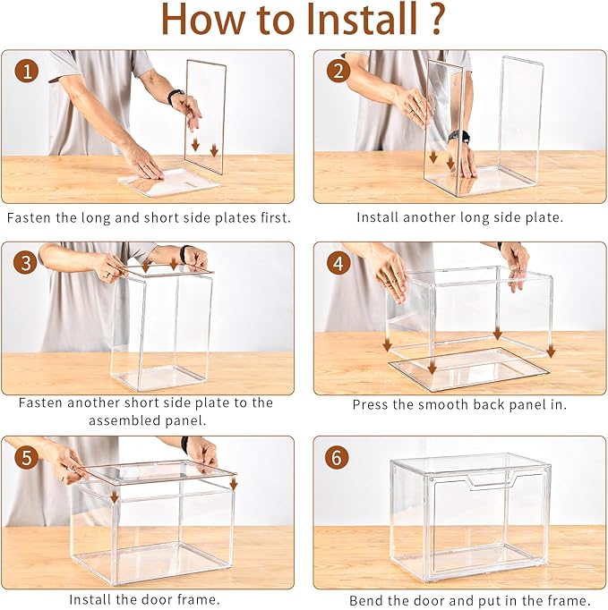 Stackable Storage Bins, Clear Acrylic Display Case, 9-Pack Acrylic Boxes with Lids, Clear Storage Containers Storage for Handbags, Collectibles & Figures