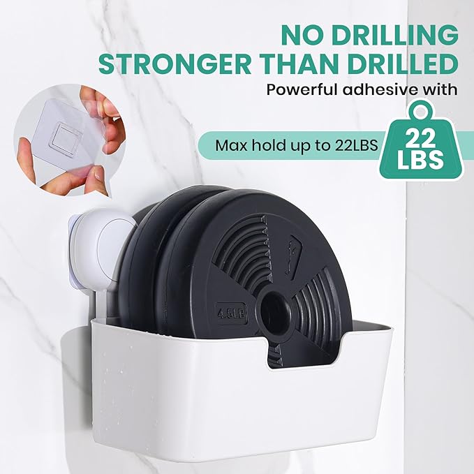 LALOBLUE Shower Caddy, Organizer Removable Bathroom Shelf, 6 Pack Adhesive Organizers and Storage with No Drilling Hanging Shower Shelf, Removable Plastic Bathroom Accessories, White